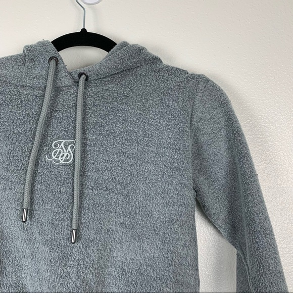 Siksilk Brushed Cropped Hoodie‎ Washed Gray 6 NWT - Picture 6 of 7